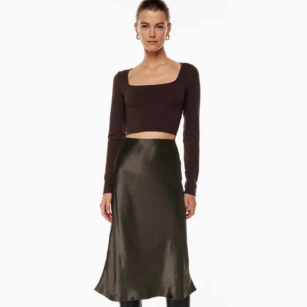 Babaton Silk Slip MIDI Skirt